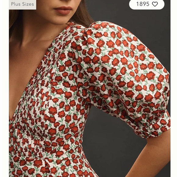 Maeve Floral Puff Sleeve Romper - Red and White - Picture 6 of 12